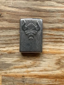 VTG RARE 1996 ZIPPO BARRETT SMYTHE HARLEY DAVIDSON HD PEWTER VIKING HEAD WARRIOR - Picture 1 of 4