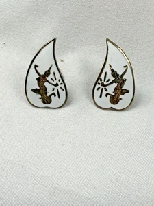 Sterling Silver White Siam Niello Enamel Earrings Dancing Girl - Picture 1 of 7