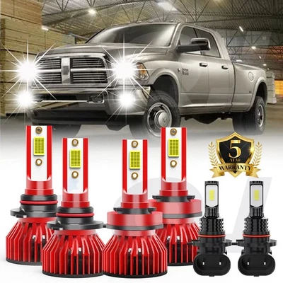 FIT Ram 4500 2011-2018 6x 6000K LED Combo Headlight Kit Hi/Lo Beam+Fog Bulbs Foto 1 de 4