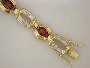 JDL GARNET & DIAMOND TENNIS BRACELET - Picture 1 of 1