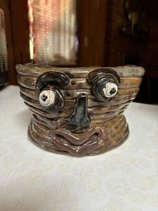 Artist signed SK NH Glazed FACE Bowl Planter FOLK ART Ceramic BOWL Pottery 8” - Bild 1 von 16