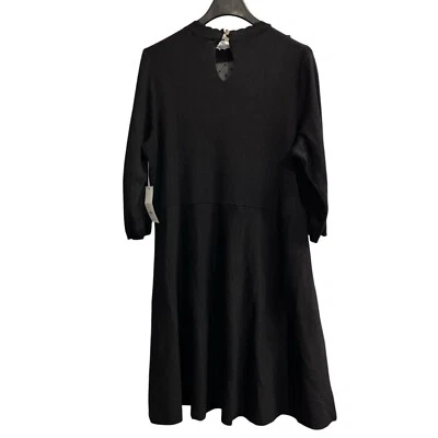Vestido Draper James RSVP Mujer 2X Negro Suéter Midi Negro Malla Punteada Volantes Foto 1 de 4