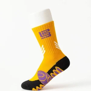 NWT Children's Colorful Crew Socks Student Basketball Socks Yellow, 4 Pack - Picture 1 of 5