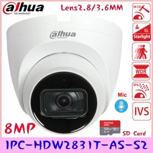 Dahua IPC-HDW2831T-AS-S2 MIC 8MP IR30m Starlight Eyeball IP Camera IVS IP67 POE - Picture 1 of 29
