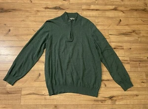 LL Bean Mens Green Cotton/Cashmere 1/4 Zip Pullover Sweater Size XLarge ~ EUC - Picture 1 of 5