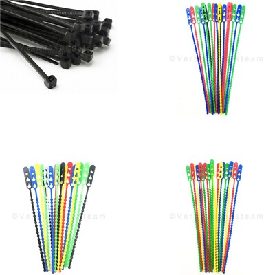 100 Stück Wiederverschließbare Kabelbinder Bunt - 300mm Wiederverwendbare Kabelbinder Set