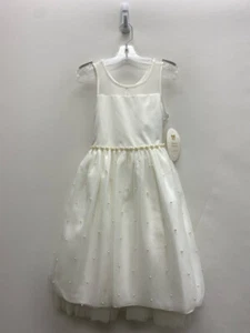 American Princess SIZE 12 Ivory Pearl Sleeveless Mesh Girl's Dress - Picture 1 of 3