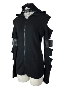 CHAQUETA VEGANA CON CAPUCHA TRIPP SLASH MANGA GÓTICA PUNK ROCKER RECORTADA BRUJA OCULTA - Imagen 1 de 10