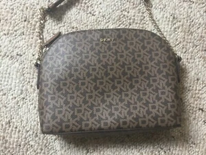 DKNY Crossbody Monogram Bag Logo Purse Brown - Picture 1 of 3