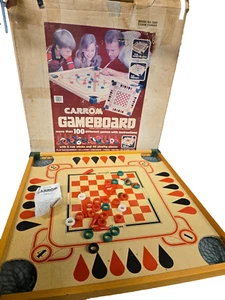 Vtg Carrom Wood Game Board 108P Merdel Double Sided w Box Board w/ Some Pieces - Picture 1 of 3