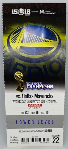 2015-16 Golden State Warriors MINT FULL SEASON TICKET Win #42 73 Win Season RARE Cover