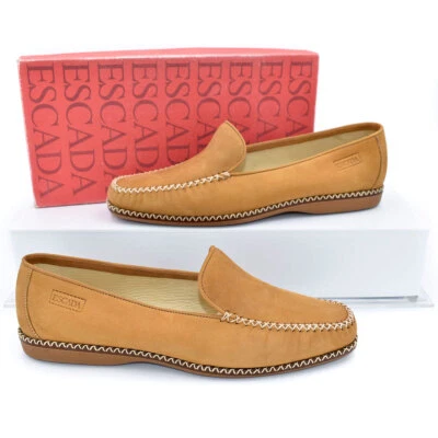 Escada светло-коричневый подлинный замши мокасины стиль без шнуровки мокасины плоскостях размер 9 B/39 - Изображение 1 из 4