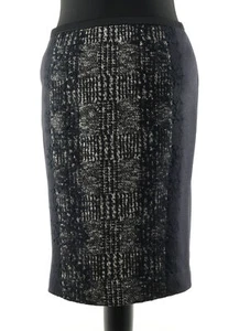 Marc Cain Pencil Skirt N3 (M) Black Beige Pattern Woollen Fabric Virgin Wool - Picture 1 of 4