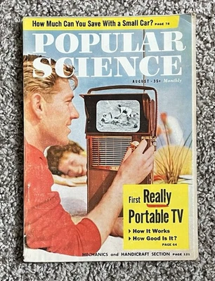Popular Science Magazine Vintage August 1959, PHILCO PORTABLE TV Battery Operate - Image 1 of 2