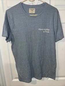 Abercrombie & Fitch T-Shirt Herren Gr. L Kurzarm Logo Rundhals Baumwolle Blau - Bild 1 von 3