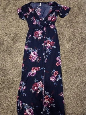 Vestido largo floral azul para mujer Foto 1 de 3