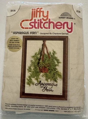 Kit de bordado Jiffy Stitchery Crewel 330 espárragos helecho atardecer diseños Gerrish Foto 1 de 4