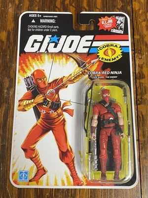 GI JOE 25TH ANNIVERSARY STYLE 2008 COBRA RED NINJA! NEW & SEALED ON CARD - Image 1 of 4
