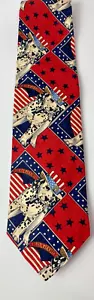 Scrubs Cotton Mens Necktie "Old Glory" American Patriotic Dogs Dalmation Flag - Picture 1 of 5