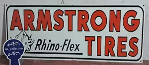 Armstrong Tires Porcelain Enamel Sign 36 x 15 Inches 1 Sided - Picture 1 of 6