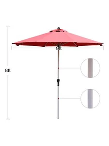 Costway 9' Patio Market Umbrella Outdoor Table Aluminum W/8 Ribs - Picture 1 of 10