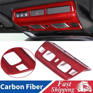 Red Real Dry Carbon Fiber Reading Light Trim Frame Cover für Corvette C8 2020-23 - Picture 1 of 12