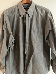 Stafford Relaxed Fit Men 34-35 Shirt 16 1/2 100% Cotton Gray Button Down Large - Picture 1 of 6
