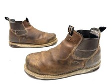 Georgia Boot Mens Amp LT Wedge Chelsea Boots Brown Leather Pull On Stretch 14