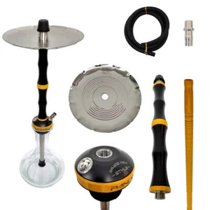 Shisha Panda Hookah Edelstahlshisha - Classic - Black - Yellow Wasserpfeife - Bild 1 von 4