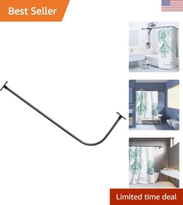 L Shapaed Bathroom Bathtub Corner Shower Curtain Rod Large Space 28"x68",Blac... - Image 1 of 4