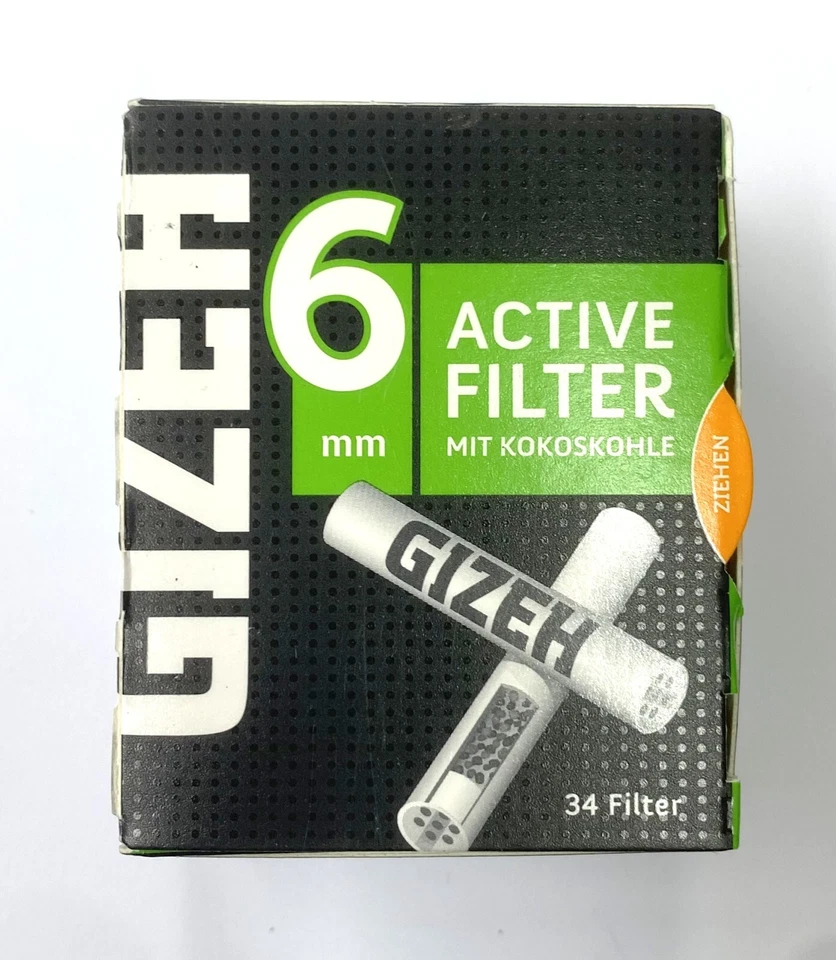 68 x Gizeh Active Filter King Size Slim Zigarettenfilter 6 mm mit Kokoskohle - Bild 1 von 1