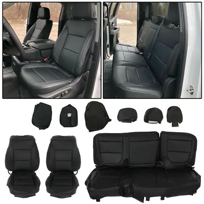 For 19-21 Chevy Silverado 1500 2500 3500 Crew Cab Front & Rear Set Seat Cover WT Foto 1 de 4