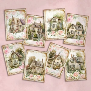 Shabby Chic Cottage Card Toppers Cardmaking Tags ATC Journals Craft New Home