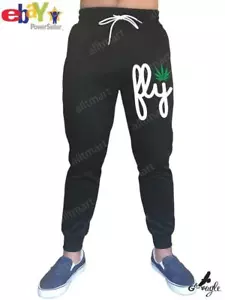 NEU HERREN FLY MARIHUANA DOPE FLEECE JOGGER MMA LUSTIGE FITNESSSTUDIO SWEATHOSE SWEATHOSE - Bild 1 von 9