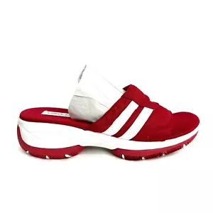 Lower East Side Vintage Women 9 Red Canvas Slide On Thong Platform Sandal Y2K - Picture 1 of 8