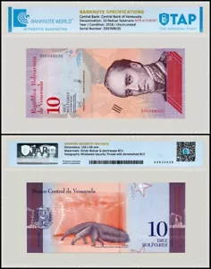 Venezuela 10 Bolivar Soberano, 2018, P-103az, UNC, Replacement, Authenticated - Picture 1 of 1