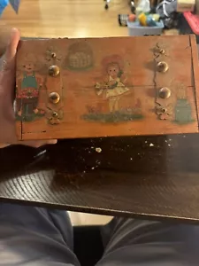 Treasure Box Early 1900’s Wooden Children’s Colors Or Toys - Picture 1 of 10