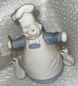 Vintage 5" Blue And White Chef, Cook, Baker's Bell With "Clapper" Pans - Picture 1 of 4