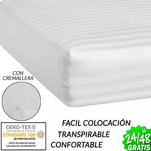 Funda de Colchón de Raso Labrado CALIDAD SUPERIOR Transpirable con Cremallera - Imagen 1 de 12