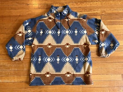 Suéter de lã nórdico Santana masculino grande azul bege asteca anos 90 - Imagem 1 de 4
