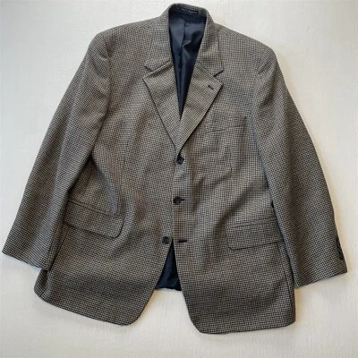Savile Row 46R Blue Gold Houndstooth Tweed Blazer Sport Coat Jacket - Image 1 of 4