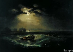 JMW Turner, Fishermen at Sea Painting Fine Art Reprint A3 A4 - Picture 1 of 2