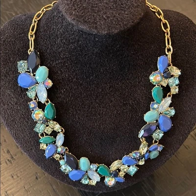 J. Collar Crew Azul Dorado Tono Aurora Boreal Distintivo Brillante Estrás Foto 1 de 4