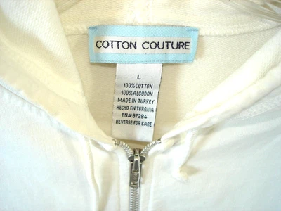 CHAQUETA SUDADERA VINTAGE ALGODÓN ALTA COSTURA BLANCA CON CAPUCHA 100% ALGODÓN Grande Foto 1 de 4