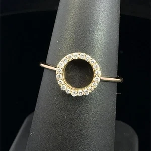 14K Gelbgold KLEINER ZIERLICHER Kreis Diamanten Ring Größe 6 1,3 Gramm (WCP032638) - Bild 1 von 5