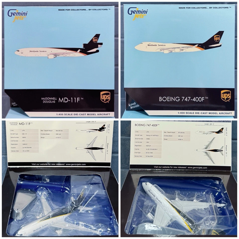 UPS Boeing 747-400F + MD-11F Combo, Gemini Jets 1:400 (NUEVO, SIN ABRIR) Foto 1 de 1