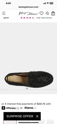 Mocasín Betsey Johnson Aron Penny para mujer EE. UU. 8,5 negro estrás zapatos ZPO3460 Foto 1 de 4