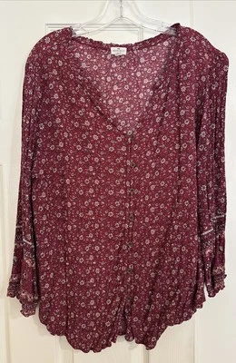 Mujer Mason & Belle Plus Talla 1X Rojo Floral Rayón Ligero Foto 1 de 4