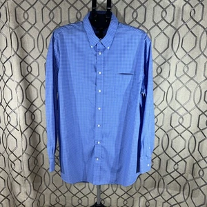 Lauren Ralph Lauren Dress Shirt Mens 18 1/2 - 36/37 Tall Fit Stretch Blue Check - Picture 1 of 9
