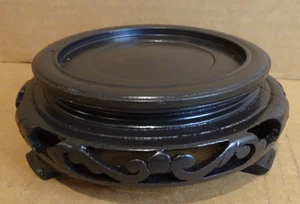 Chinesisch Asiatisch Geschnitzt Holz Runde Basis 5 1/2" (Top Innendurchmesser 3 3/4") - Bild 1 von 9